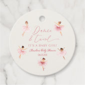 Dans en Twirl Ballerina Roze Ballet Baby shower Bedankjes Labels (Voorkant)