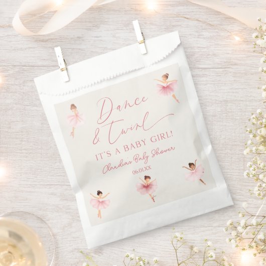 Dans en Twirl Ballerina Roze Ballet Baby shower Bedankzakje (Geknipt)