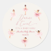 Dans en Twirl Ballerina Roze Ballet Baby shower Ronde Sticker (Voorkant)