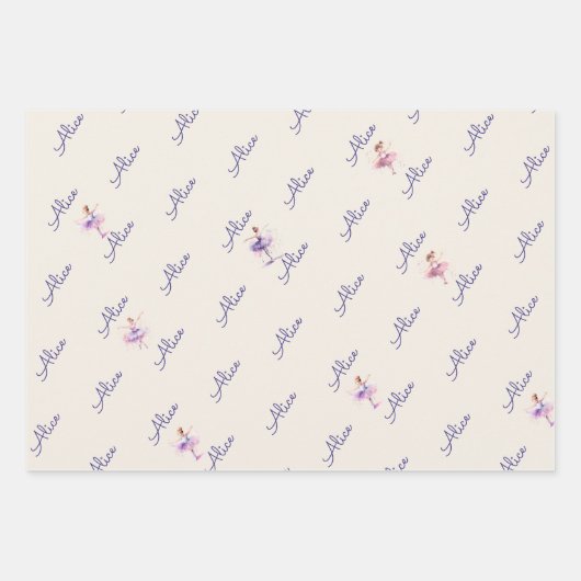 Dans en twirl ballerina waterverf verjaardag inpakpapier vel (Voorkant 3)