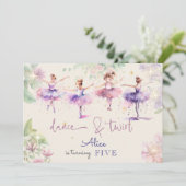 Dans en twirl ballerina waterverf verjaardag kaart (Staand voorkant)