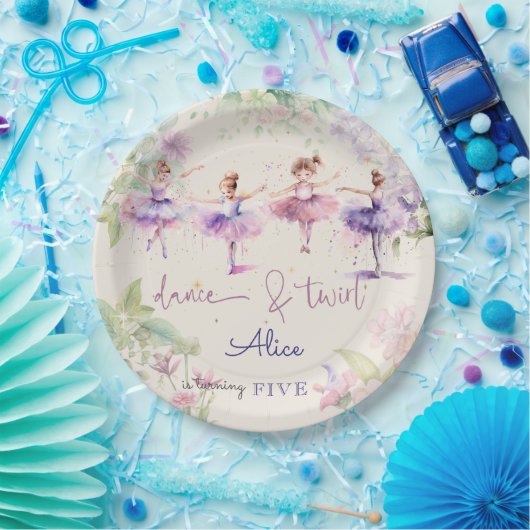 Dans en twirl ballerina waterverf verjaardag papieren bordje (Feest)