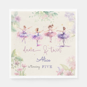 Dans en twirl ballerina waterverf verjaardag servet