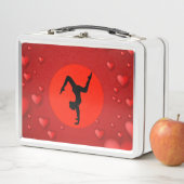 Dans/Gymnastiek metalen lunchbox /white and red. (In situ)