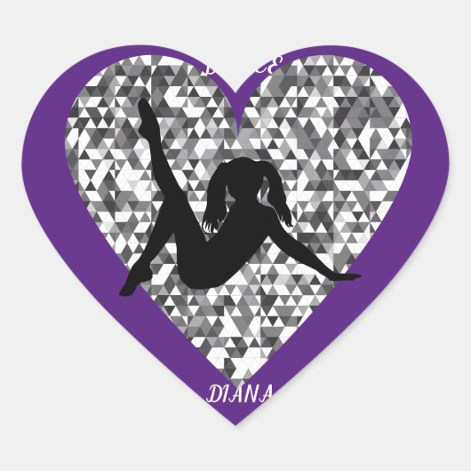 Dans hart stickers gepersonaliseerd. (Voorkant)