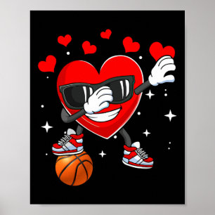 Dans hartslag met Valentijnse basketball d.a. Poster