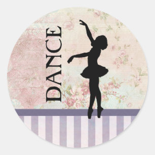 Dans - het Silhouet van de Ballerina op Vintage Ronde Sticker