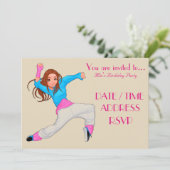 Dans hiphop meisje verjaardagsfeestje kaart (Staand voorkant)