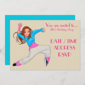 Dans hiphop meisje verjaardagsfeestje kaart (Voorkant / Achterkant)