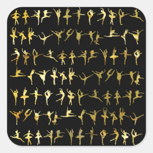 Dans houdpatroon (goud) - dans, ballet, yoga vierkante sticker