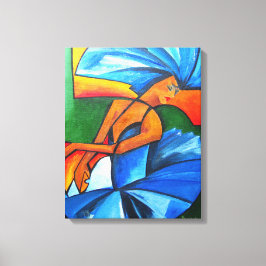 Dans in blauw 2008 canvas afdruk