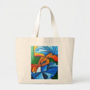 Dans in blauw 2008 grote tote bag
