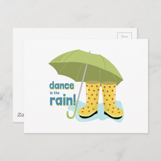 Dans in de regen! briefkaart (Voorkant / Achterkant)