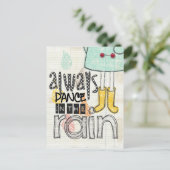 dans in de regen briefkaart (Staand voorkant)