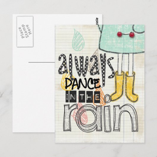 dans in de regen briefkaart (Voorkant / Achterkant)