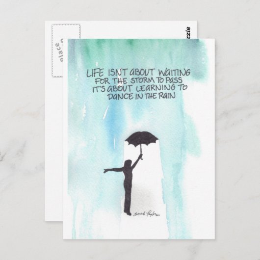 Dans in de regen briefkaart (Voorkant / Achterkant)