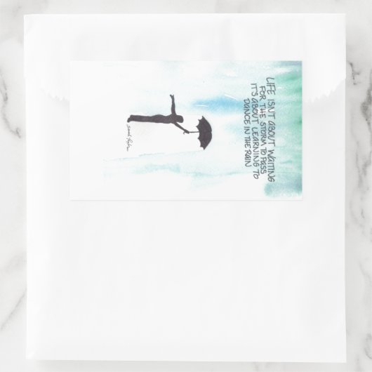 Dans in de regen rechthoekige sticker (Tas)