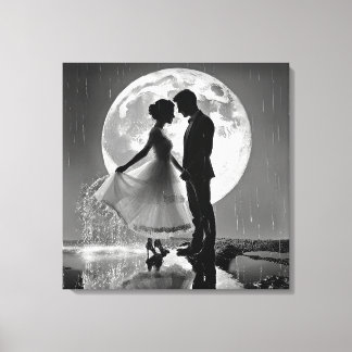 "Dans in de regen – romantiek in het maanlicht" Canvas Afdruk