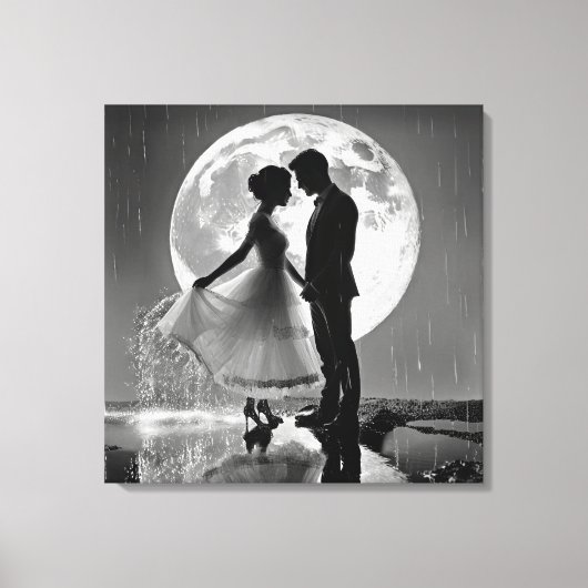 "Dans in de regen – romantiek in het maanlicht" Canvas Afdruk (Voorkant)