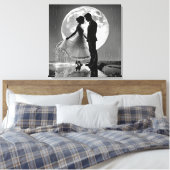 "Dans in de regen – romantiek in het maanlicht" Canvas Afdruk (Insitu (Slaapkamer))