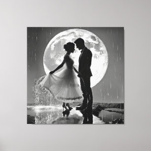 "Dans in de regen – romantiek in het maanlicht" Canvas Afdruk