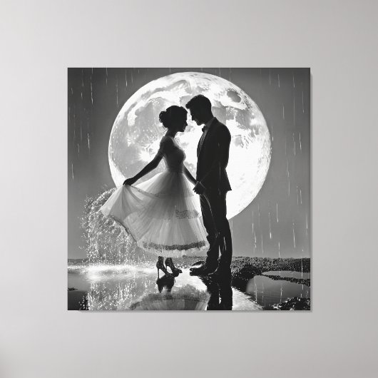 "Dans in de regen – romantiek in het maanlicht" Canvas Afdruk (Voorkant)