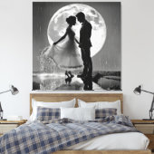 "Dans in de regen – romantiek in het maanlicht" Canvas Afdruk (Insitu (Slaapkamer))