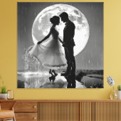 "Dans in de regen – romantiek in het maanlicht" Canvas Afdruk (Insitu (Woonkamer))