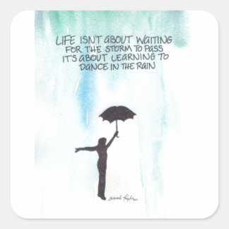 Dans in de regen vierkante sticker