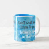 Dans in het Rain Blue Waterverf Inspirerend Tweekleurige Koffiemok (Voorkant rechts)