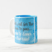Dans in het Rain Blue Waterverf Inspirerend Tweekleurige Koffiemok (Voorkant links)
