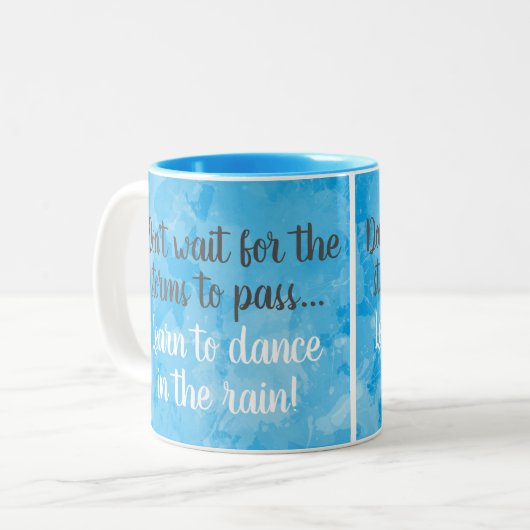 Dans in het Rain Blue Waterverf Inspirerend Tweekleurige Koffiemok (Voorkant links)