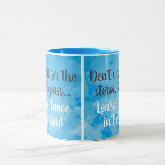 Dans in het Rain Blue Waterverf Inspirerend Tweekleurige Koffiemok (Center)