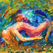 dans in passie kleurrijk abstract schilderij t-shirt