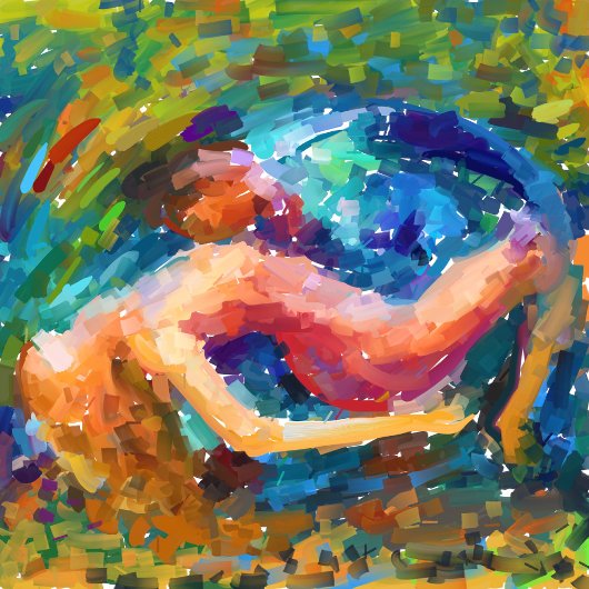 dans in passie kleurrijk abstract schilderij t-shirt