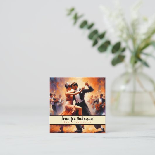 Dans instructeur koppels dansen vierkante visitekaartje (Staand voorkant)