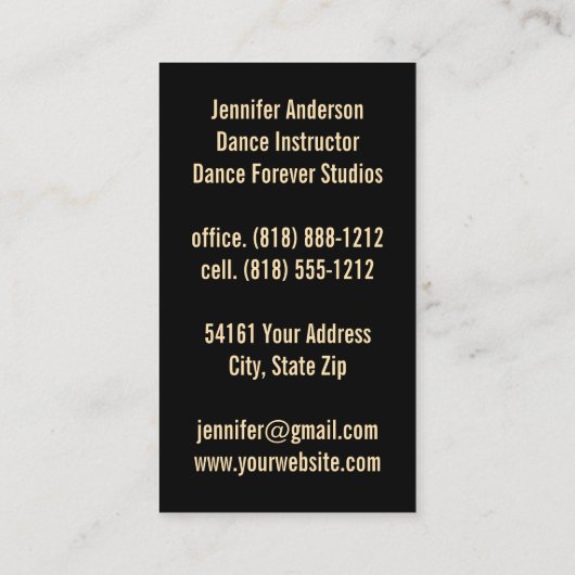 Dans instructeur koppels dansen visitekaartje (Achterkant)