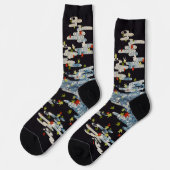 DANS KIMONO,STROMEND WATER,VALLENDE BLADEREN Bloem Sokken (Links)