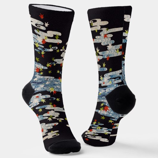 DANS KIMONO,STROMEND WATER,VALLENDE BLADEREN Bloem Sokken (Gebogen)