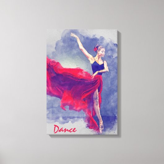 Dans kunst, danser, ballet, rood, zwart canvas Pri (Voorkant)