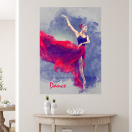Dans kunst, danser, ballet, rood, zwart canvas Pri