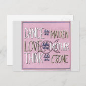"Dans, Love, Think" Handbeschilderd Briefkaart (Voorkant / Achterkant)