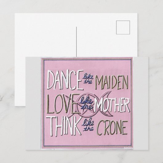 "Dans, Love, Think" Handbeschilderd Briefkaart (Voorkant / Achterkant)