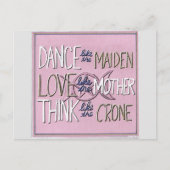 "Dans, Love, Think" Handbeschilderd Briefkaart (Voorkant)
