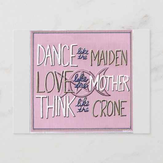 "Dans, Love, Think" Handbeschilderd Briefkaart (Voorkant)