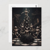 dans macabere kerst skeletten rond de boom briefkaart (Voorkant / Achterkant)