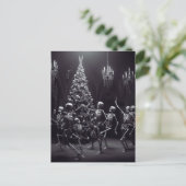 dans macabere kerst skeletten rond de boom briefkaart (Staand voorkant)