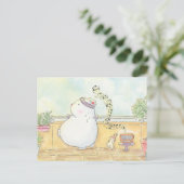 Dans meer Wees blij Polar beer Bunny aquarel Briefkaart (Staand voorkant)