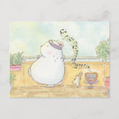Dans meer Wees blij Polar beer Bunny aquarel Briefkaart (Voorkant)