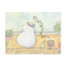 Dans meer Wees blij Polar beer Bunny aquarel